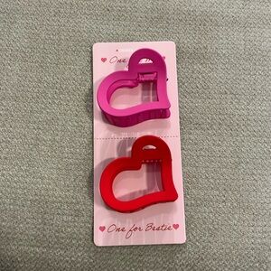 Women's Heart Hair Clips Claw red pink